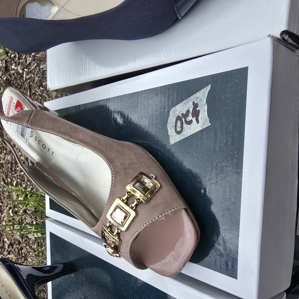 Karen Scott Brown and Gold Heels with Classic Elegance